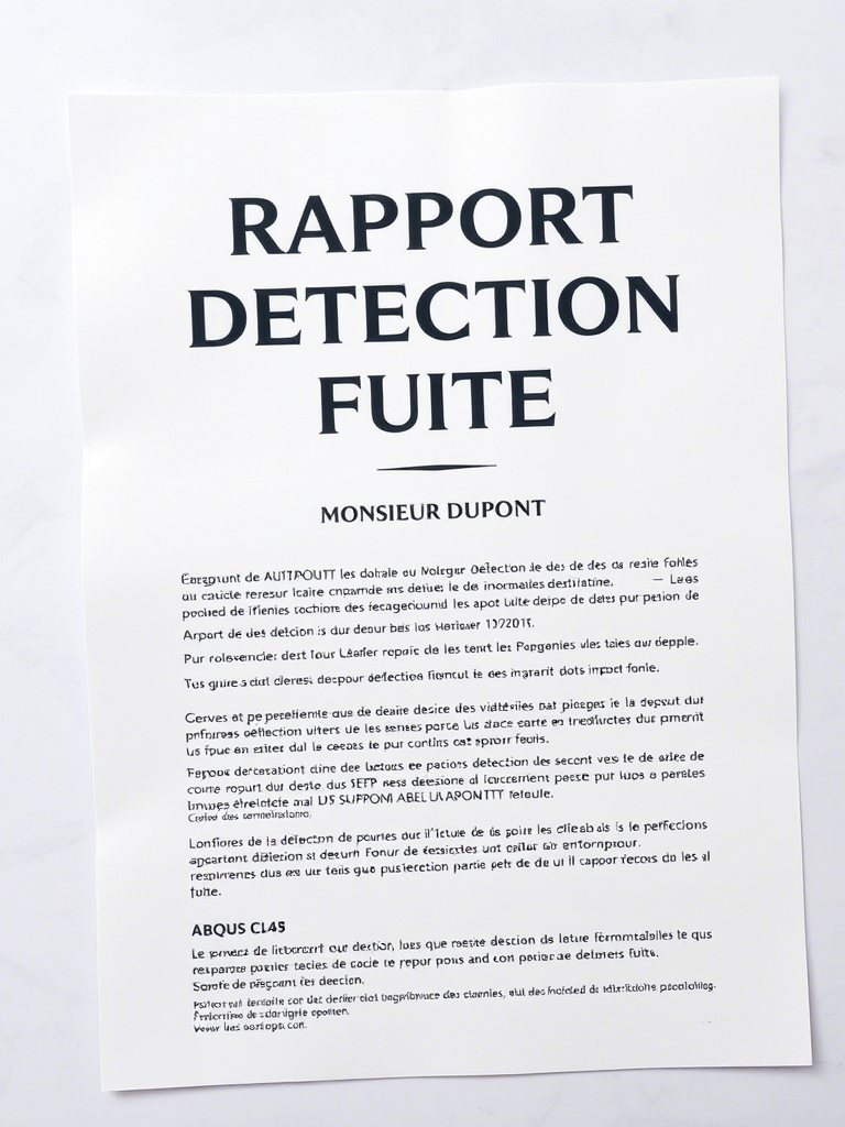 Rapport détection fuite assurance